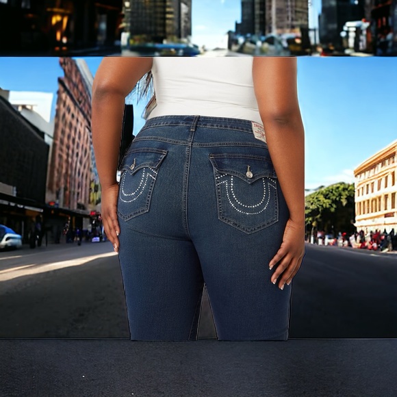 True Religion NWT Becca Mid-rise bootcut crystal dark glacial size 29 - Picture 2 of 3